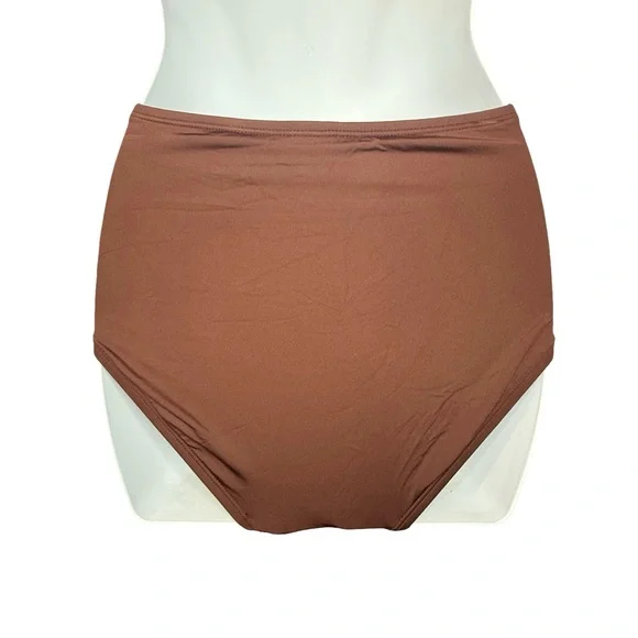 Shade & Shore - Women’s Shirred High Waist Full Coverage Bikini Bottom - Picture 7 of 12